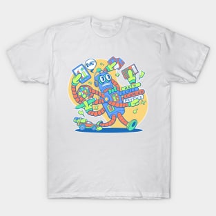 Retro Colorful Robot Nerd T-Shirt